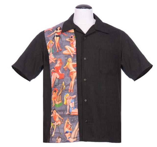 Steady-Shirt - Pin-Up Print Panel, Black