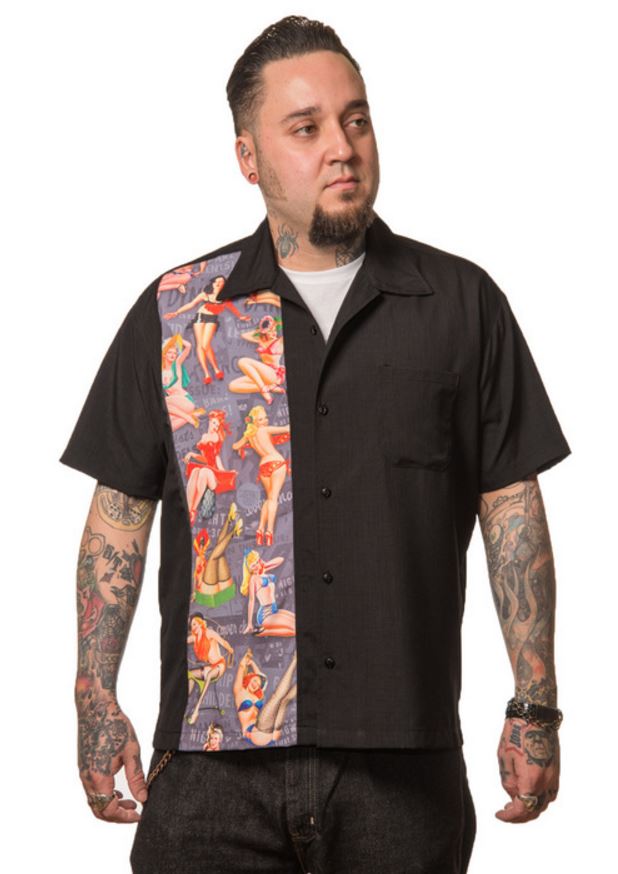 Steady-Shirt - Pin-Up Print Panel, Black