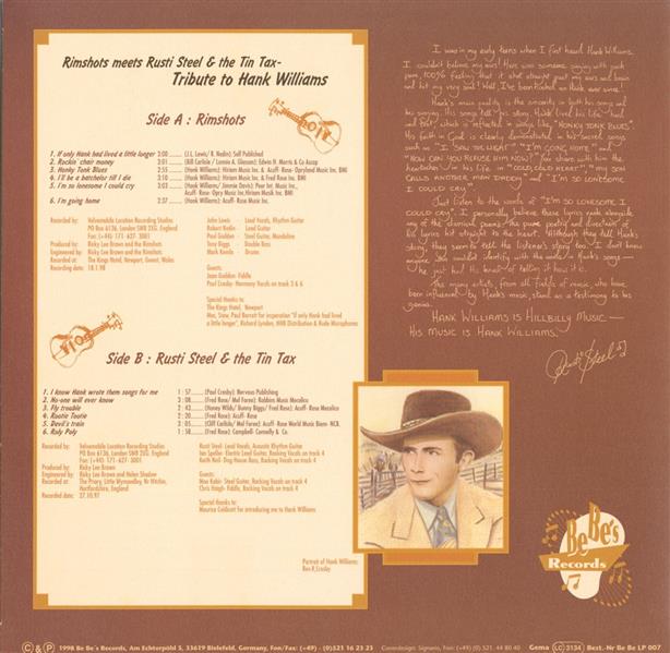 LP - VA - Rimshots Meets Steel, Rusti And The Tin Tax Tribute To Hank Williams