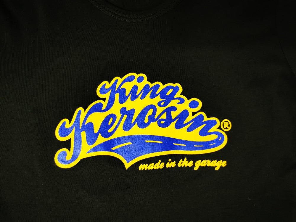 King Kerosin Langarm-Shirt - King Kerosin Schriftzug gelb-blau