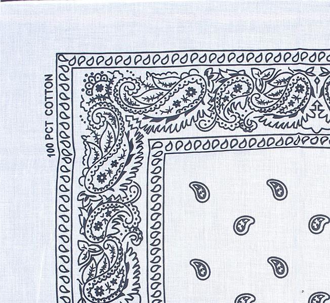 Bandana - White Paisley Patterned