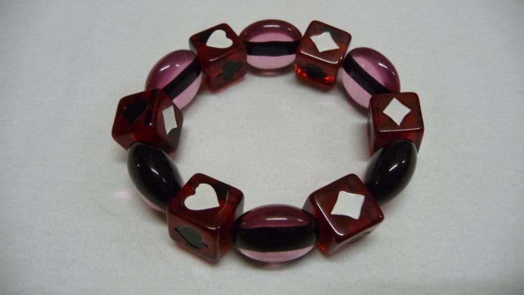 Armband Pokerperlen - Rot - Rosa