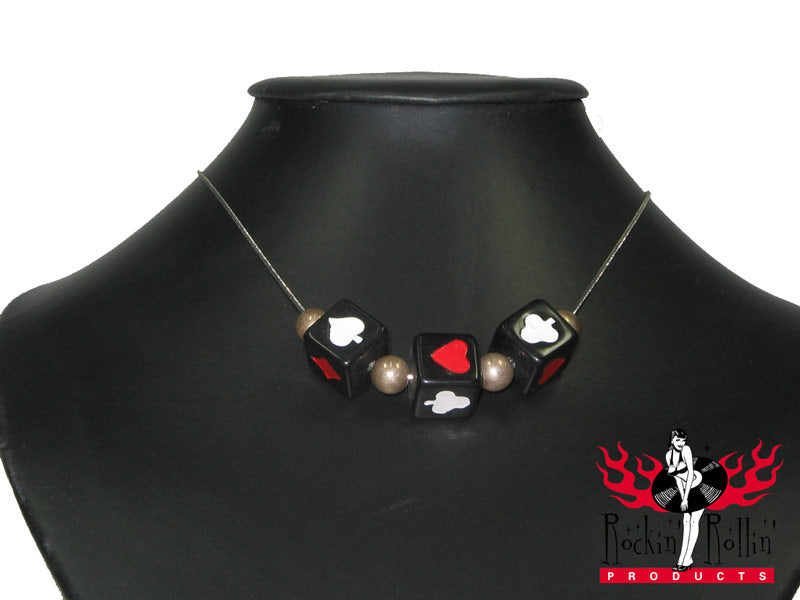 Halskette Pokerwürfel - Schwarz