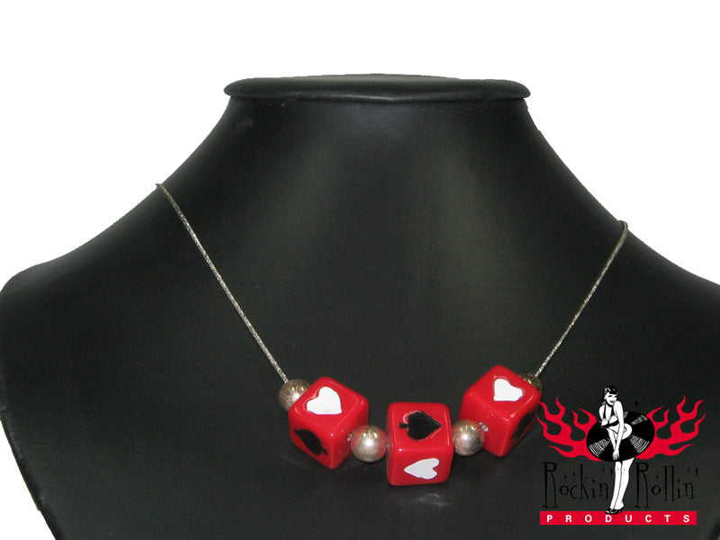 Halskette Pokerwürfel - Rot
