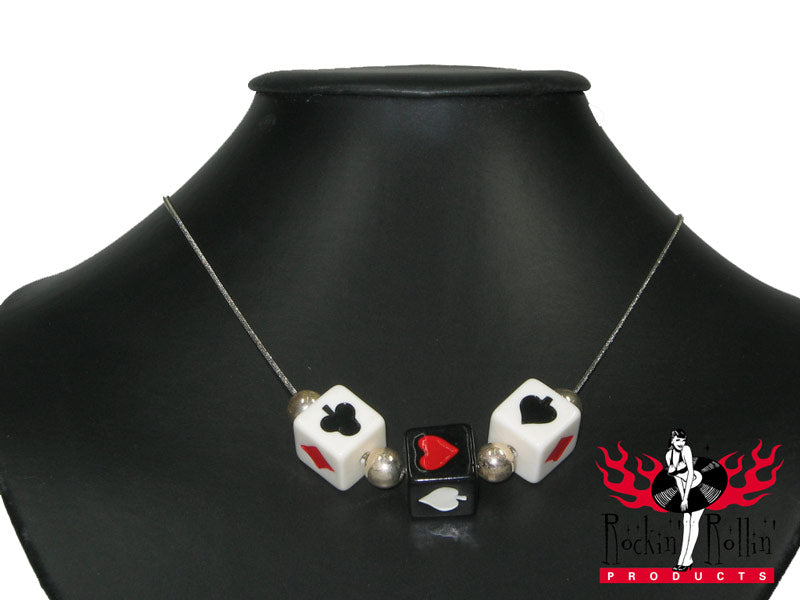 Halskette Pokerwürfel - Schwarz - Weiß