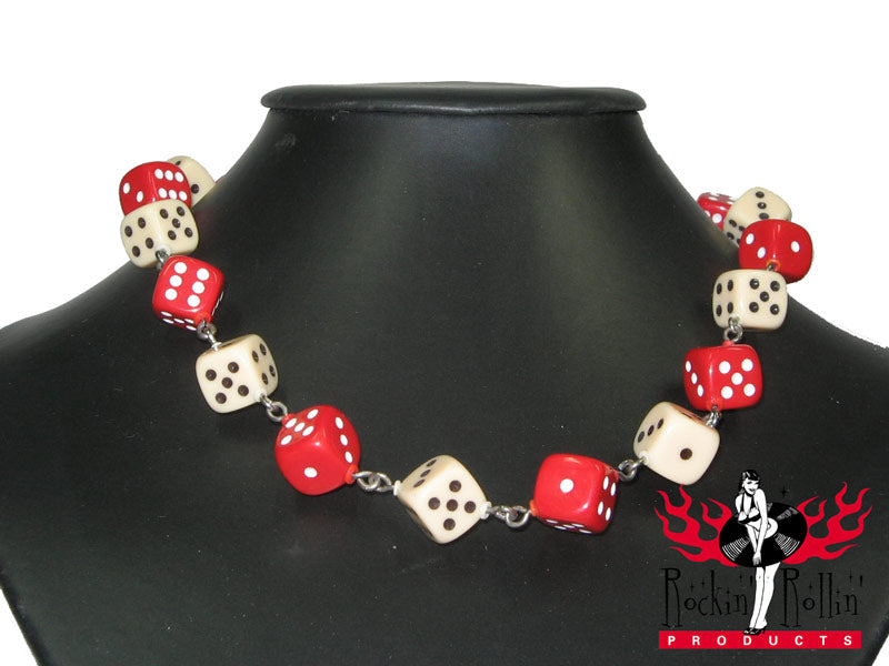 Halskette Würfel - Rot - Elfenbein