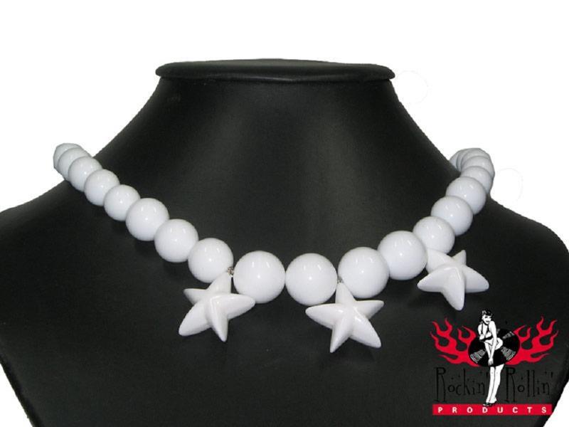 Perlenkette Mit Sternen - Weiß