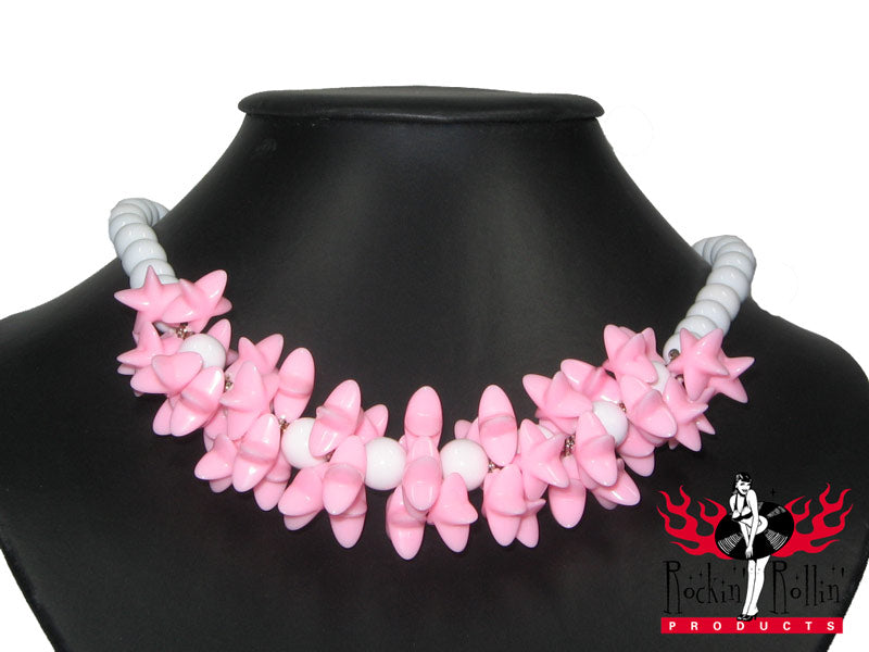 Perlenkette Mit Sternen - Weiß - Rosa