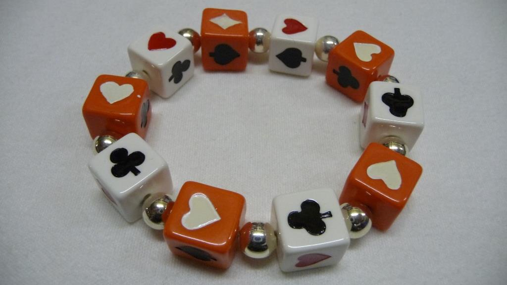 Armband Poker, Groß - Weiß - Orange
