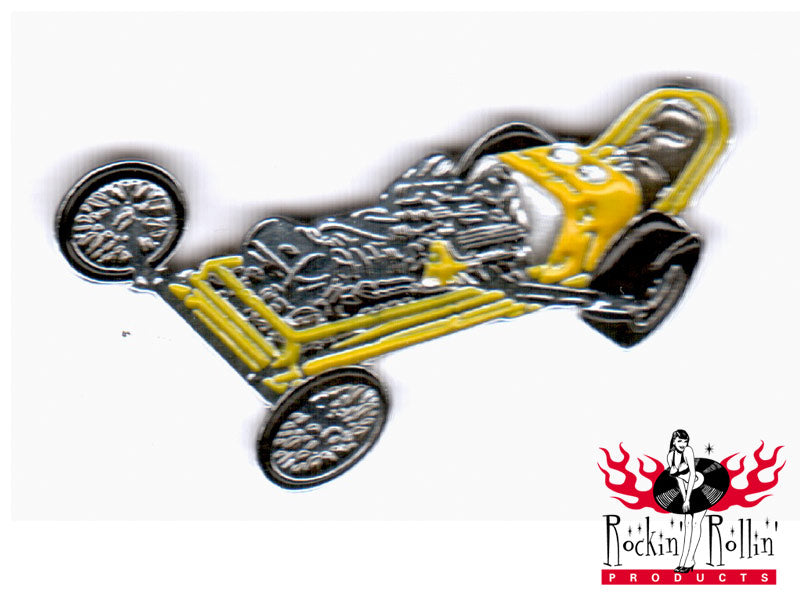 Hot Rod Pin - Dragster, Gelb