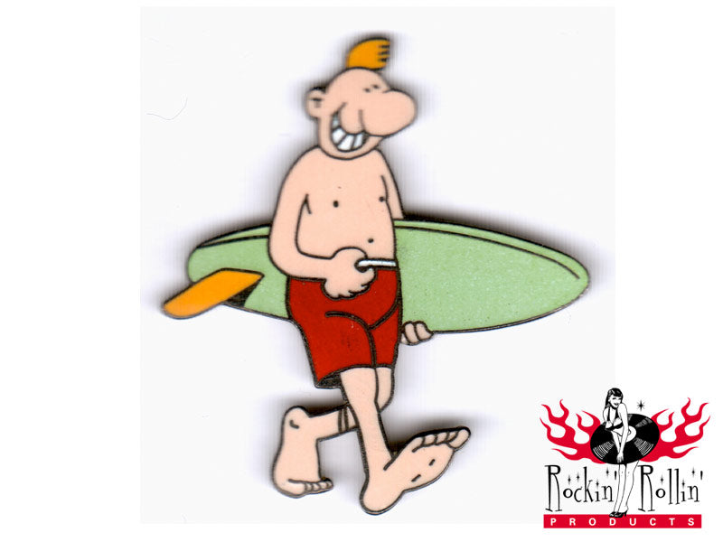 Pin - Lucien - Surfbrett Tragend