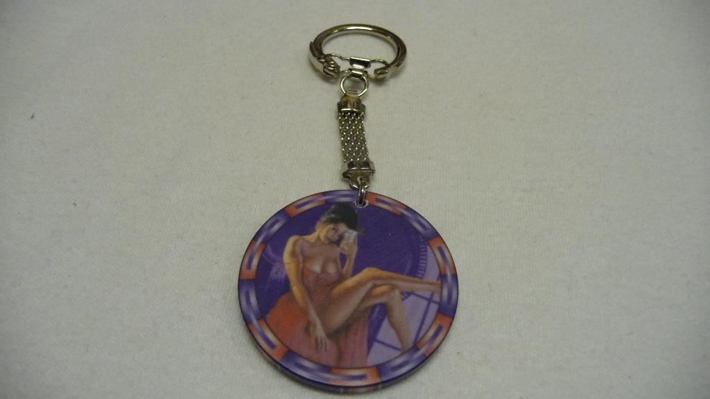 Schlüsselanhänger Pokerchip - Lila Pin Up