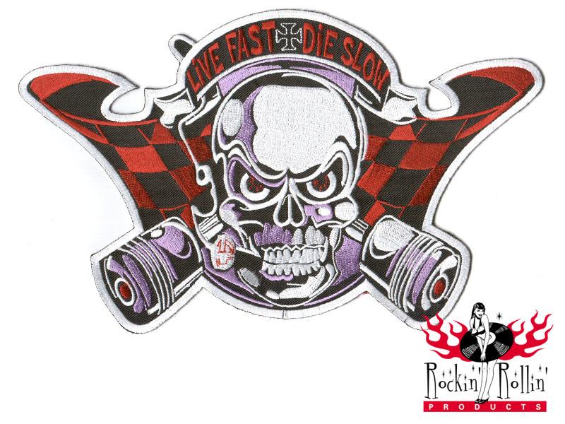 Mighty Texx Rückenaufnäher - Live Fast, Die Slow