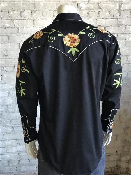 Western Shirt - Floral Cotton Gabardine, embroidered