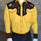 Western Shirt - 2-Tone Yellow & Black Floral, bestickt