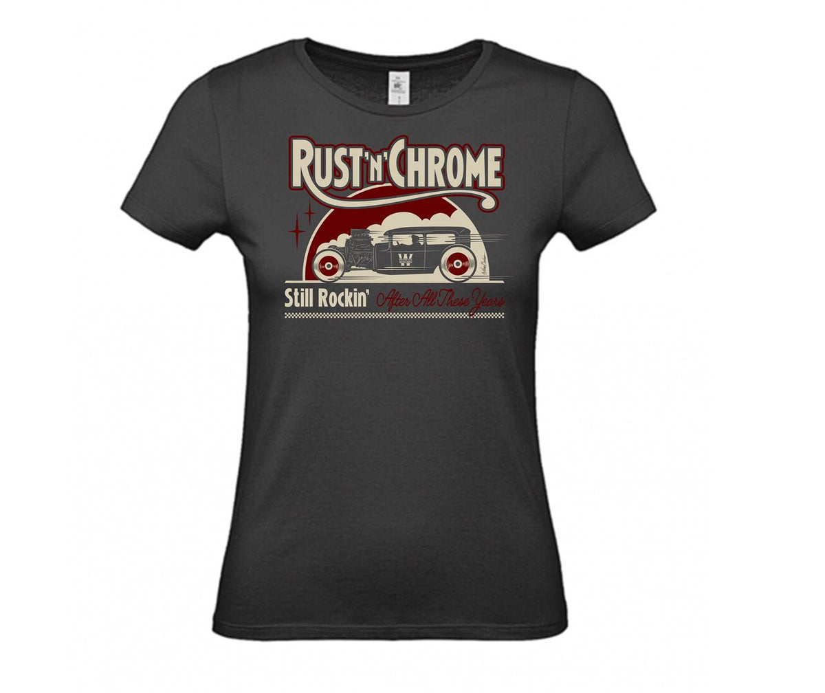 Girl-Shirt - Rust'n'Chrome, Schwarz, Logo Rot
