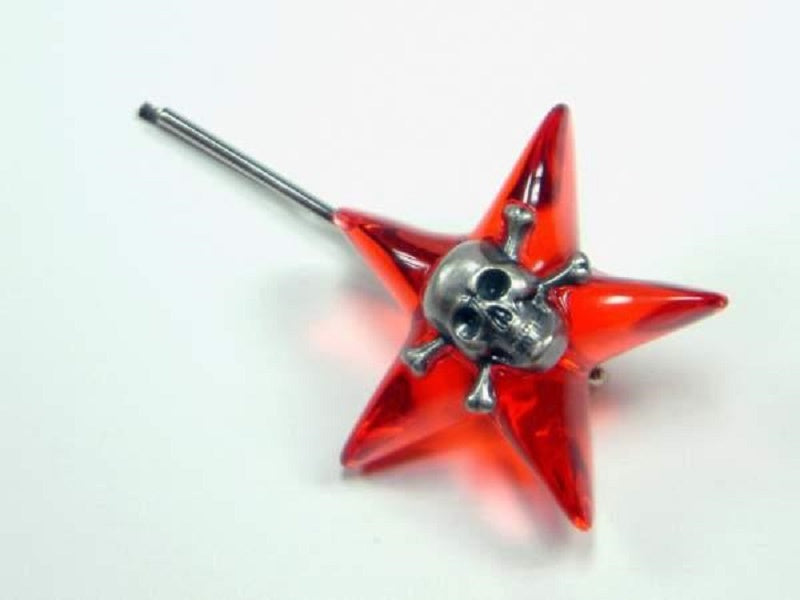 Haarschieber Stern Totenkopf - Rot Transparent