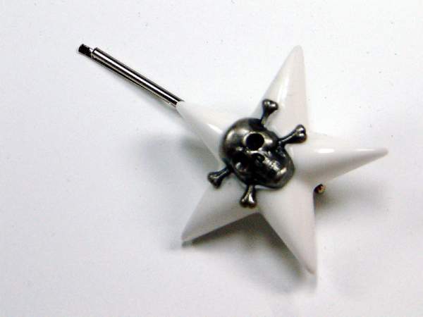 Haarschieber Stern Totenkopf - Weiß