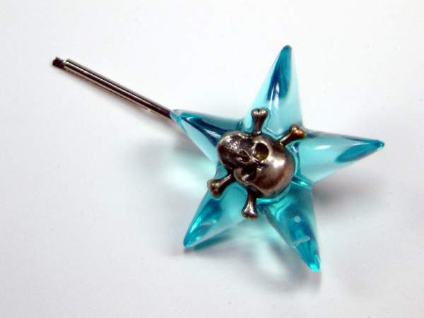 Haarschieber Stern Totenkopf - Blau Transparent