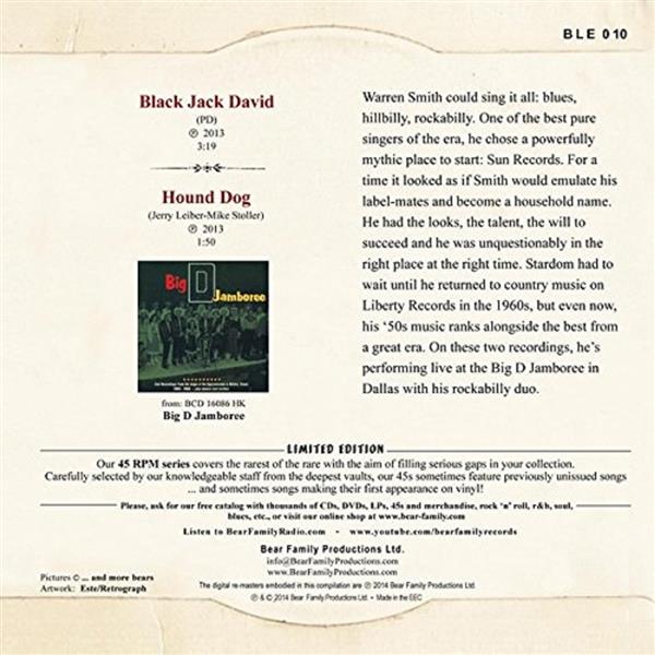 Single - Warren Smith - Black Jack David, Hound Dog