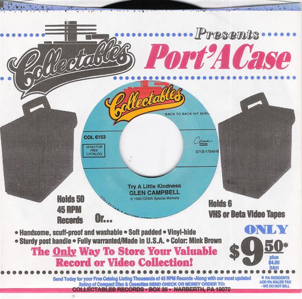 Single - Glen Campbell - Where's The Playground Susie , Try A Little Kindness