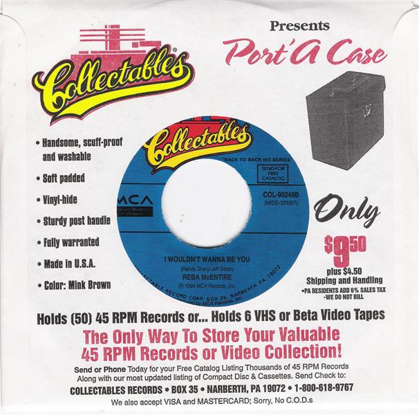 Single - Reba Mcentire - Till You Love Me , I Wouldn't Wanna Be You