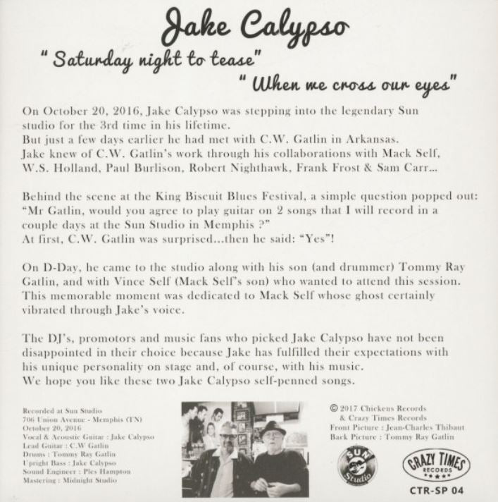 Single - Jake Calypso - Saturday Night To Tease, When We Cross Our Eyes