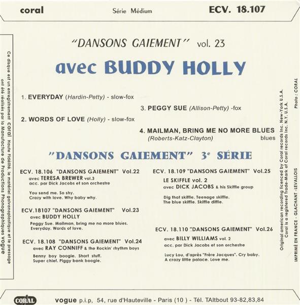 Single - Buddy Holly - Dansons Gaiement Vol. 23