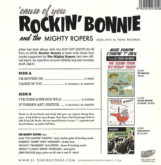 Single - Rockin Bonnie & The Mighty Rop - Cause Of You