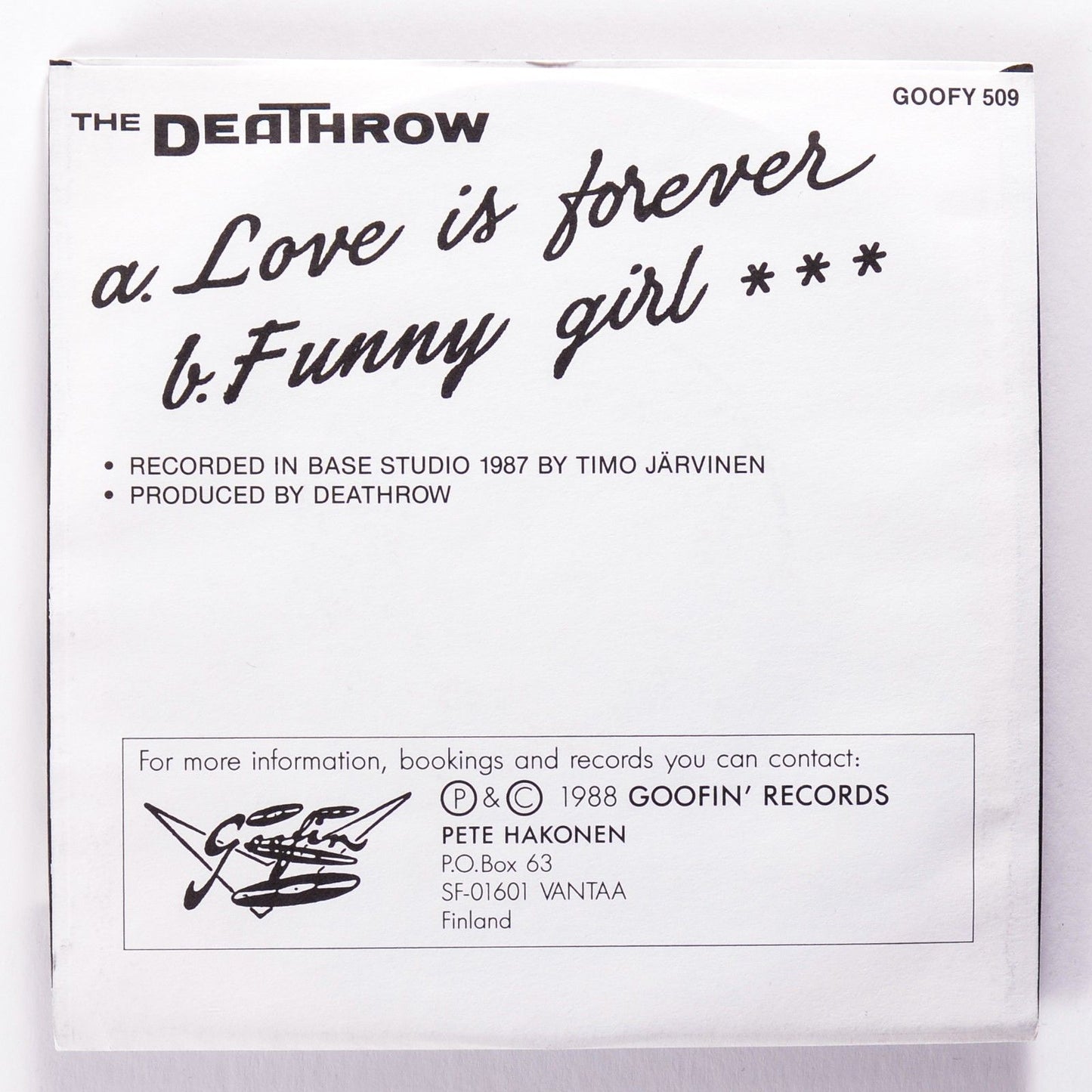 Single - Deathrow - Love Is Forever, Funny Girl