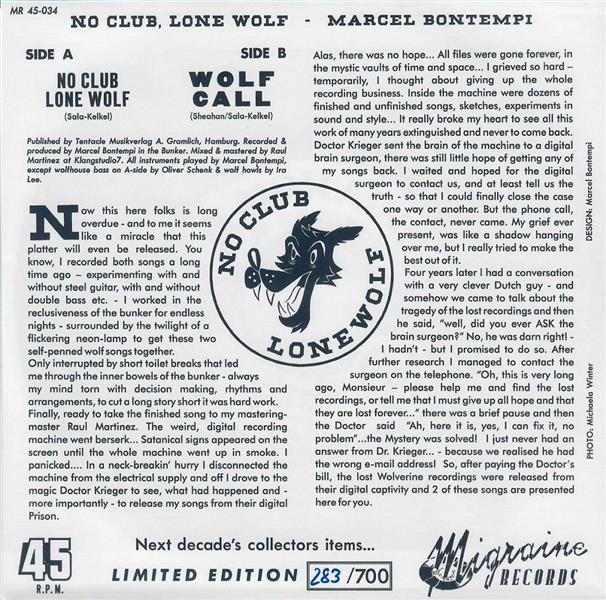 Single - Marcel Bontempi - No Club Lone Wolf; Wolf Call