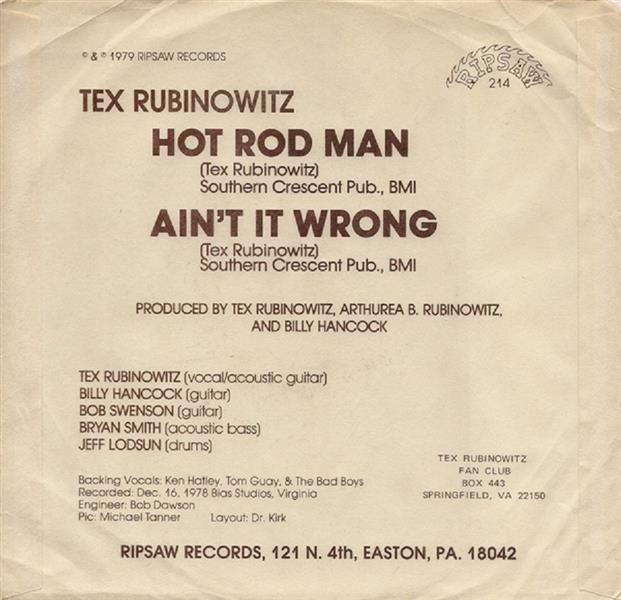 Single - TEX Rubinowitz - Hot Rod Man, Ain't It Wrong