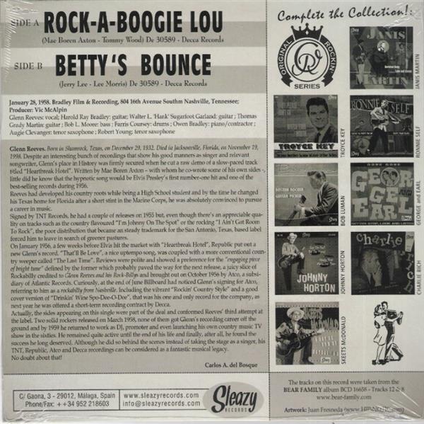 Single - Glenn Reeves - Rock -A- Boogie Lou / Betty's Bounce