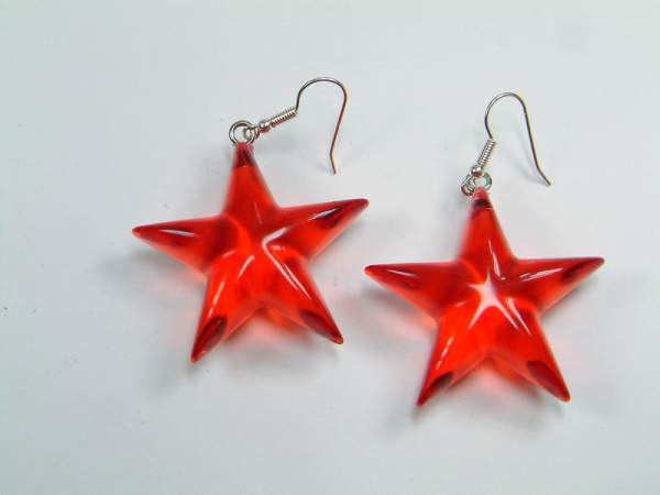 Ohrhänger - Stern - rot transparent
