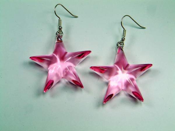 Ohrhänger - Stern - rosa transparent
