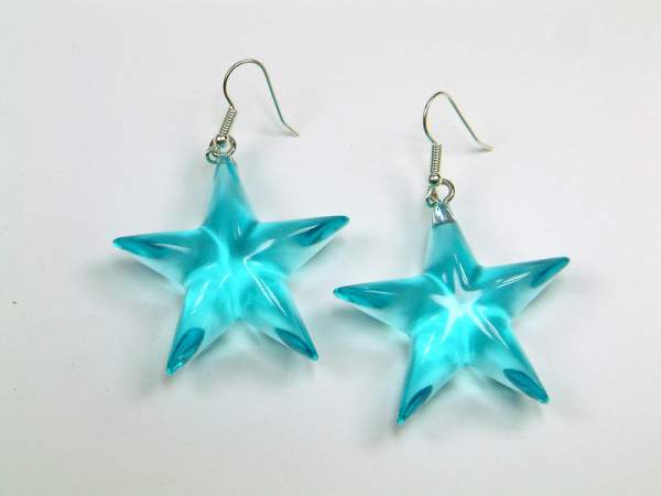 Ohrhänger - Stern - türkis transparent