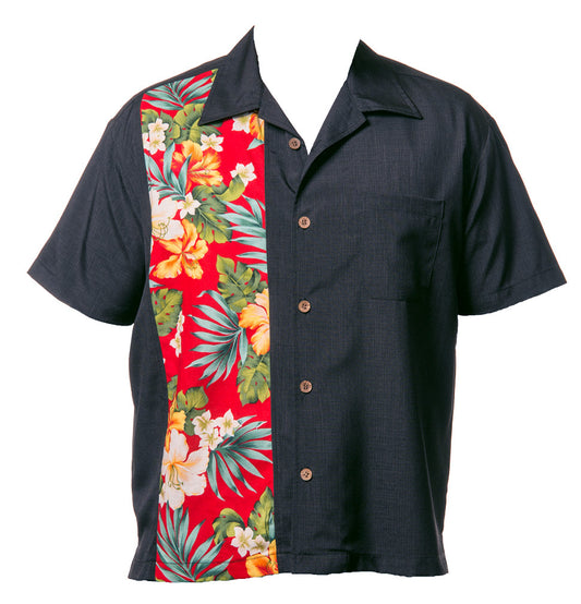 Steady-Shirt - Hibiscus Tiki Button Up Shirt - Black