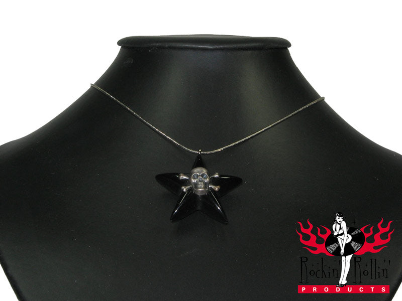 Halskette Stern Totenkopf - schwarz