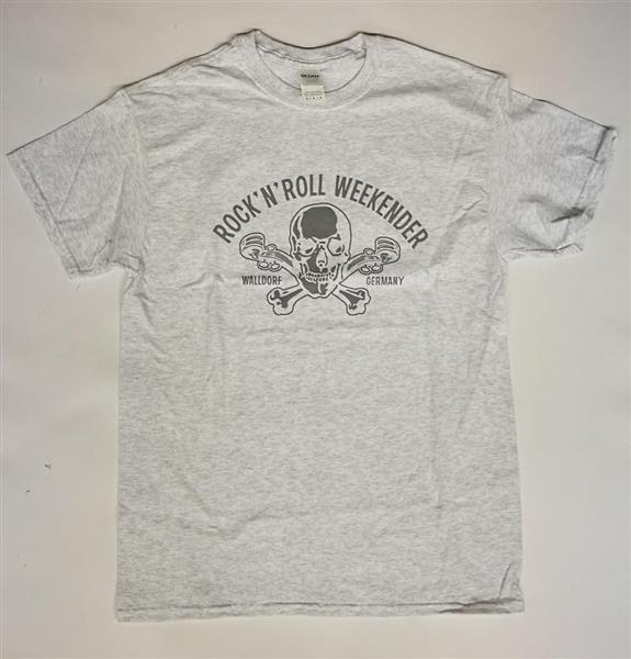 T-Shirt - Walldorf Weekender Skull, Hellgrau Meliert