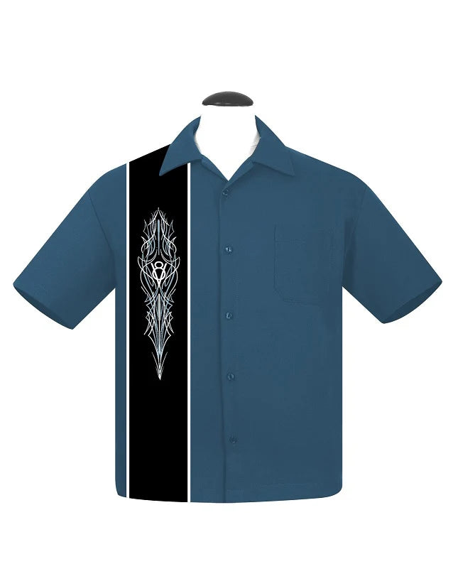 Steady-Shirt - V8 Pinstripe, Navy-Blue