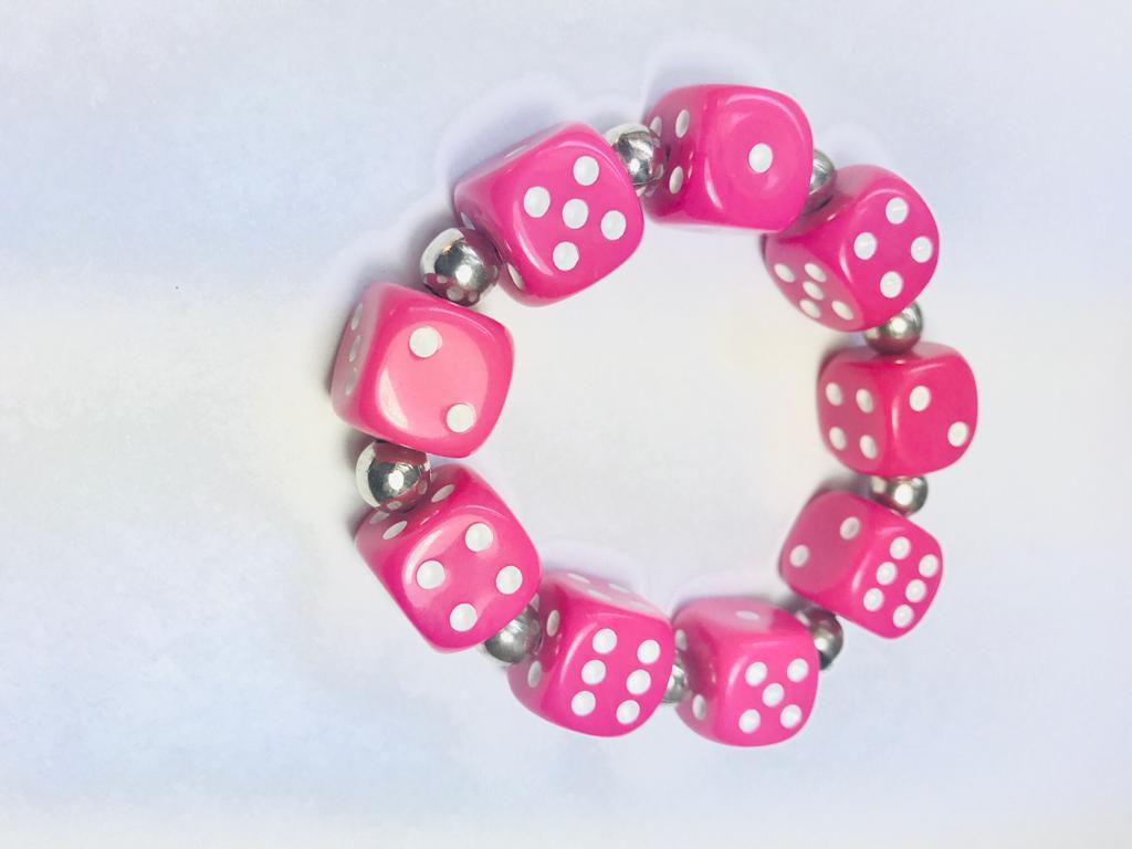 Armband Mit Großen Würfel - Pink-Satt