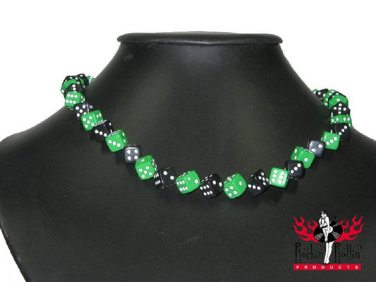 Halskette - Würfel grün schwarz