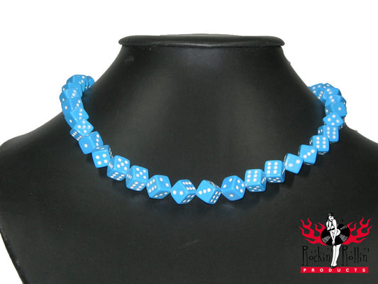 Halskette - Würfel hellblau