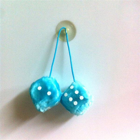 Fuzzy Dice Klein - Türkisblau-Weiß