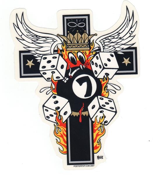 Frank Kozik Aufkleber - Emo's Cross