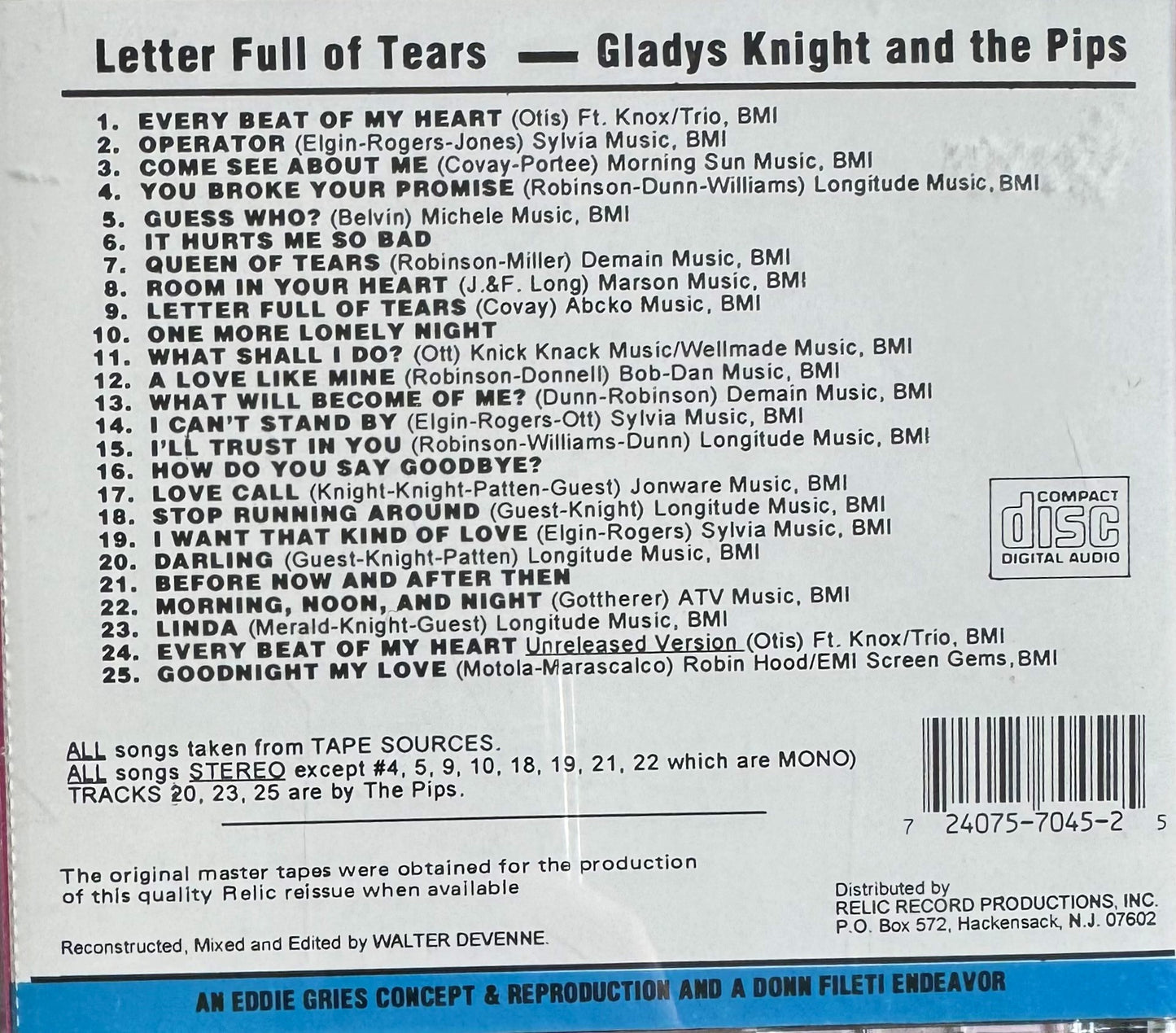 CD - Gladys Knight And The Pips - Letter Full Of Tears