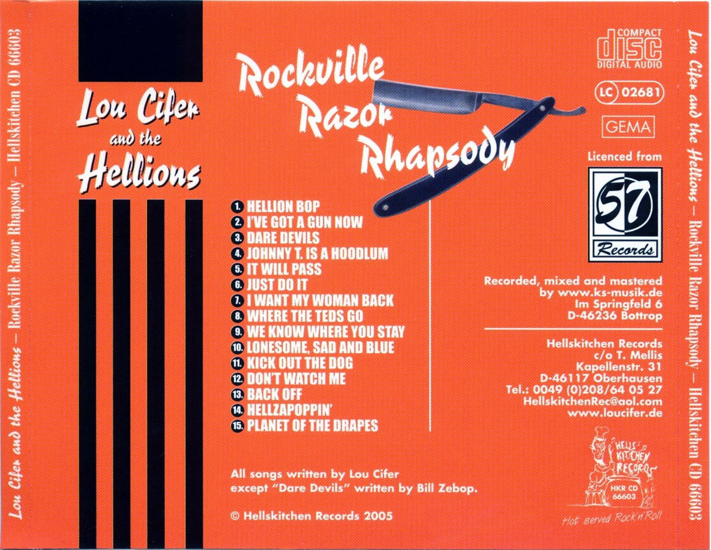 CD - Lou Cifer & The Hellions - Rockville Razor Rhapsody