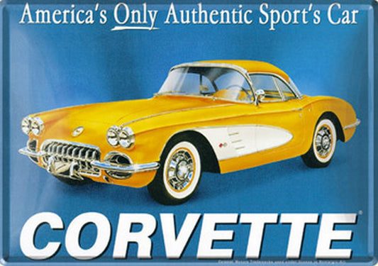 Blechpostkarte - Corvette Gelb