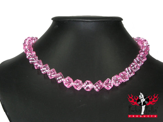 Halskette - rosa-transparent