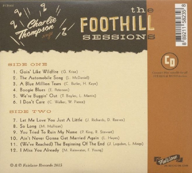 CD - Charlie Thompson - The Foothill Sessions